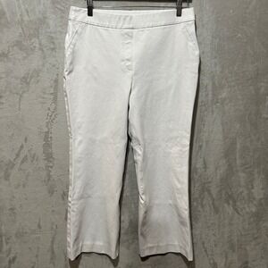 Spanx Womens XL White Stretch Twill Cropped Flare Ankle Pants Pull On Slimming